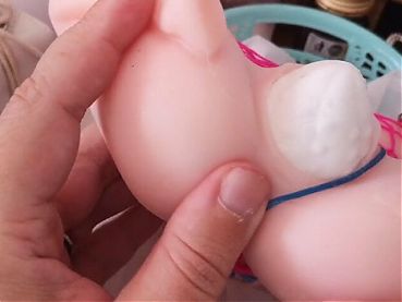 Pregnant sex doll lays a huge egg from her gaping pussy